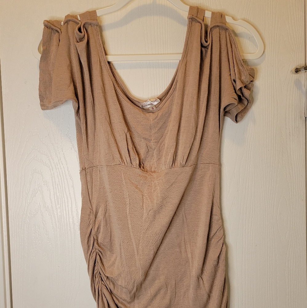 Fiona & Purple Beige Scoopneck Tunic Top sz Small